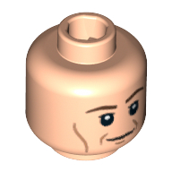 Tête de minifigurine stan shunpike, lignes de joue verticales, blanc yeux pupilles motif imprimé [tenon creux bouché] (Minifig Head Stan Shunpike, Vertical Cheek Lines, White Pupils Print [Blocked Open Stud])