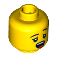 Tête de minifigurine somnolent, double visage, sourcils, bâillement / endormi motif imprimé [tenon creux bouché] (Minifig Head Sleepyhead, Dual Sided, Eyebrows, Yawning / Asleep Print [Blocked Open Stud])