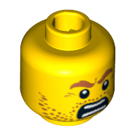 Tête de minifigurine highland battler, barbe naissante avec des sourcils en colère et ouvert la bouche en colère motif imprimé [tenon creux bouché] (Minifig Head Highland Battler, Beard Stubble with Angry Eyebrows and Open Angry Mouth Print [Blocked Open Stud])