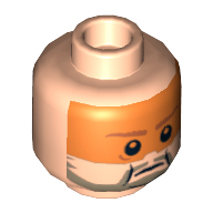 Tête de minifigurine jek porcins, barbe beige foncé et sourcils, motif : visière orange [tenon creux bouché] (Minifig Head Jek Porkins, Dark Tan Beard and Eyebrows, Orange Visor Print [Blocked Open Stud])