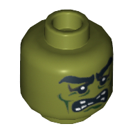 Monstre de tête figurine, sourcils épais, grimace dentée et cicatrices motif imprimé [tenon creux bouché] (Minifig Head Monster, Thick Eyebrows, Toothy Grimace and Scars Print [Blocked Open Stud])