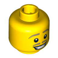 Tête de minifigurine lederhosen guy, sourcils fins beiges et moustache, sourire avec des dents motif imprimé (Minifig Head Lederhosen Guy, Tan Thin Eyebrows and Moustache, Grin with Teeth Print)