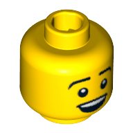 Tête de minifigurine Plongeur, sourcils, motif : sourire bouche ouverte (Minifig Head Diver, Eyebrows, Open Mouth Smile Print)