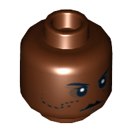 Tête de minifigurine Agen Kolar, Bouche et Points sur les joues motif imprimé (Minifig Head Agen Kolar, Mouth and Dots on Cheeks Print)