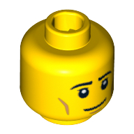 Tête de minifigurine Policier, sourcils, cils, joues, motif : sourire [tenon creux bouché] (Minifig Head Policeman, Eyebrows, Eyelashes, Cheek Dimples, Smile Print [Blocked Open Stud])