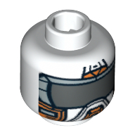 Tête de minifigurine bataille mech, motif : masque orange avec visière gris foncé [tenon creux bouché] (Minifig Head Battle Mech, Orange Mask with Dark Gray Visor Print [Blocked Open Stud])
