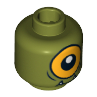 Tête de minifigurine Cyclope, Crocs Inférieurs, Simple Orange œil ouvert / œil Moitié fermé imprimé (Minifig Head Cyclops, Lower Fangs, Single Orange Eye Open / Eye Half Closed Print)