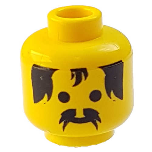 Tête de minifigurine forestier / chevalier, moustache et avant tuft motif imprimé [tenon creux bouché] (Minifig Head Forestman / Knight, Moustache and Forehead Tuft Print [Blocked Open Stud])