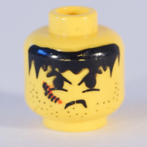 Tête de minifigurine max villano, snarl, barbe naissante et cicatrice motif imprimé à droite (Minifig Head Max Villano, Snarl, Stubble, and Scar Right Print)
