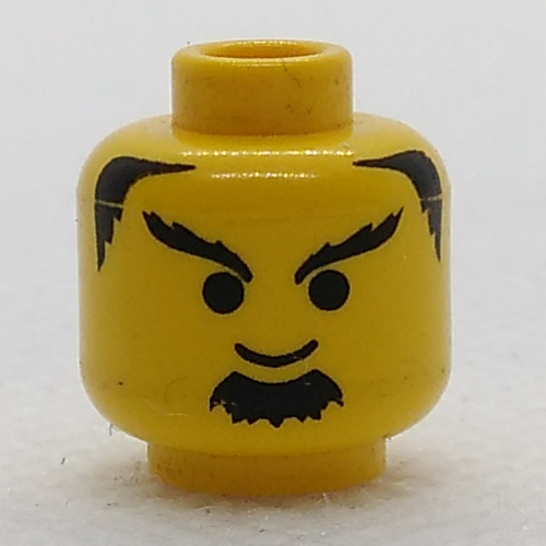 Tête de minifigurine chevalier, bouc et sourcils broussailleux motif imprimé [tenon creux bouché] (Minifig Head Knight, Bushy Goatee and Eyebrows Print [Blocked Open Stud])