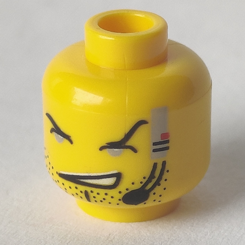 Tableau de bord tête figurine, bouche ouverte, barbe naissante, yeux fins et motif imprimé casque (Minifig Head Dash, Open Mouth, Stubble, Thin Eyes and Headset Print)