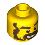 Forgeron de tête de figurine, barbe brune foncée touffue et sourcils avec des dents nues souriant / motif imprimé en colère [tenon creux bouché] (Minifig Head Blacksmith, Bushy Dark Brown Beard and Eyebrows with Bared Teeth Smiling / Angry Print [Blocked Open Stud])