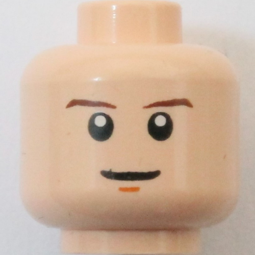 Tête de minifigurine Luke Skywalker, sourcils bruns, pupilles blanches et motif imprimé fossette au menton (Minifig Head Luke Skywalker, Brown Eyebrows, White Pupils and Chin Dimple Print)