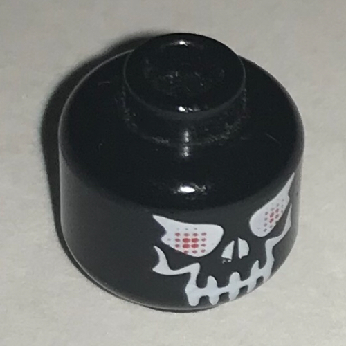 Tête de minifigurine alpha équipe ogel minion, mal de crâne avec des sourcils, motif imprimé blanc, yeux rouges [tenon creux bouché] (Minifig Head Alpha Team Ogel Minion, Skull Evil with Eyebrows, White Print, Red Eyes [Blocked Open Stud])