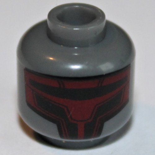 Tête de minifigurine foncé Revan, rouge foncé Sith Masque motif imprimé [tenon creux] (Minifig Head Darth Revan, Dark Red Sith Mask Print [Hollow Stud])
