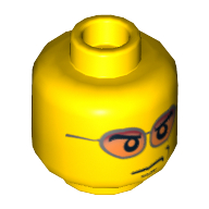 Tête de minifigurine, Lunettes de soleil orange, motif imprimé mauve [tenon creux] (Minifig Head, Orange Sunglasses, Smirk Print [Hollow Stud])