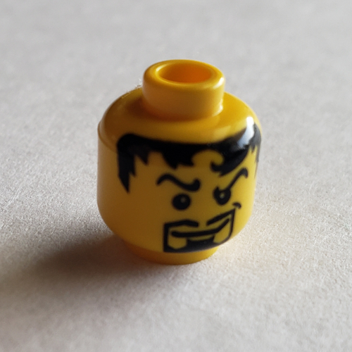 Tête de minifigurine Nobleman, Homme, Cheveux noirs, bouc motif imprimé [tenon creux] (Minifig Head Nobleman, Male, Messy Black Hair, Goatee Print [Hollow Stud])