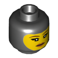 Tête de minifigurine misako (koko), cagoule à visage jaune, sourcils fins, cils, pupilles blanches, lèvres rouges, motif : sourire [tenon creux] (Minifig Head Misako (Koko), Balaclava with Yellow Face, Thin Eyebrows, Eyelashes, White Pupils, Red Lips, Smile Print [Hollow Stud])