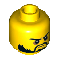 Tête de minifigurine de requin armée / concasseur / scooter / motard / okino, barbe et sourcils, ferme / colère bouche ouverte motif imprimé (Minifig Head Shark Army / Crusher / Scooter / Biker / Okino, Beard and Eyebrows, Firm / Angry Open Mouth Print)