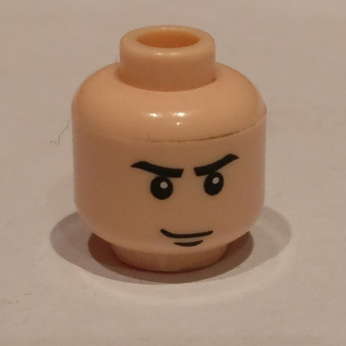 Tête de minifigurine Colonel Hardy / Vern / Soldat de cavalerie / Soldat rebelle, Sourcils, pupilles blanches et menton fossette motif imprimé (Minifig Head Colonel Hardy / Vern / Cavalry Soldier / Rebel Trooper, Eyebrows, White Pupils and Chin Dimple Print)