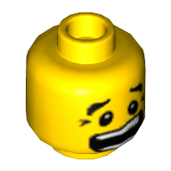 Tête de minifigurine, Sourcils, Pieds de corbeau, bouche ouverte Peur / Malicieuse (Minifig Head, Eyebrows, Crows Feet, Open Mouth Scared / Mischievous)