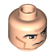 Tête de minifigurine Soldat clone, sourcils épais, grands yeux, motif : traits sur les joues (Minifig Head Clone Trooper, Thick Eyebrows, Large Eyes, Cheek Lines Print)