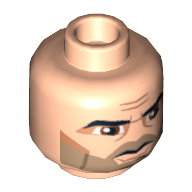 Tête de minifigurine Capitaine Rex, sourcils épais, yeux bruns, fines barbe naissante motif imprimé [hollow tenon] (Minifig Head Captain Rex, Thick Eyebrows, Brown Eyes, Fine Stubble Print [Hollow Stud])