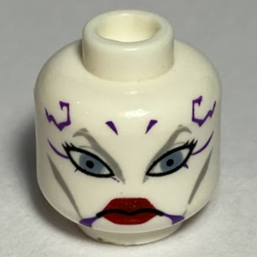 Tête de minifigurine Asajj Ventress, yeux bleus, lèvres rouges et marquages violet foncé (Minifig Head Asajj Ventress, Blue Eyes, Red Lips and Dark Purple Markings Print)
