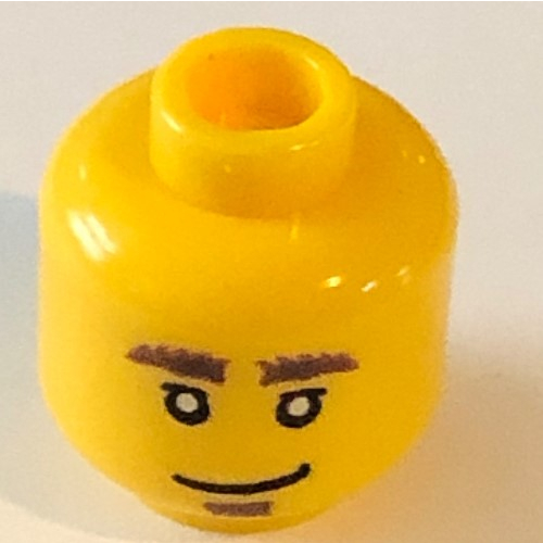 Tête de minifigurine, Sourcils et bouc broussailleux / Inquiet motif imprimé [tenon creux] (Minifig Head, Bushy Eyebrows and Goatee / Worried Print [Hollow Stud])
