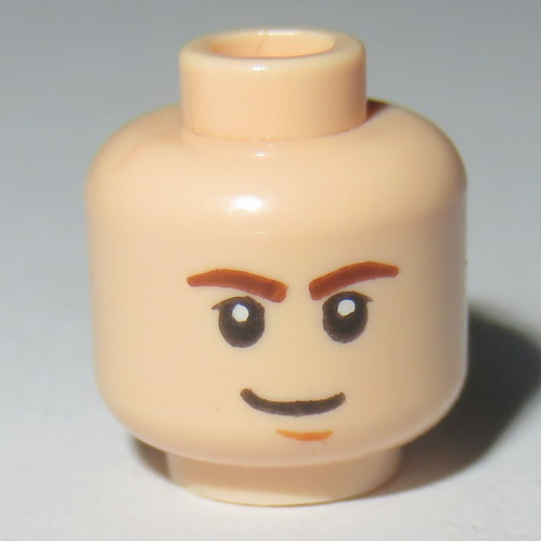 Tête de minifigurine Han Solo, sourcils bruns, pupilles blanches et motif imprimé fossette au menton brun (Minifig Head Han Solo, Brown Eyebrows, White Pupils and Brown Chin Dimple Print)
