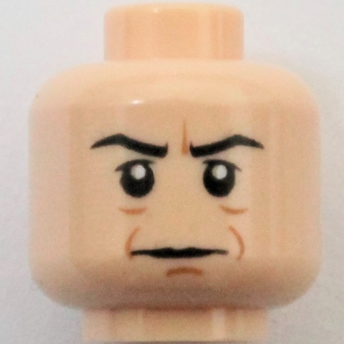 Tête de minifigurine Général Rieekan, lignes brunes et pli entre les sourcils motif imprimé (Minifig Head General Rieekan, Brown Lines and Crease Between Eyebrows Print)