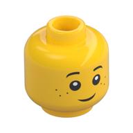 Tête de minifigurine tommy / ouate / garçon / fille, taches de rousseur, sourire / motif imprimé inquiet (Minifig Head Tommy / Wade / Boy / Girl, Freckles, Smile / Worried Print)