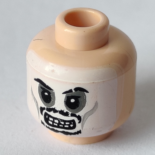 Tête de minifigurine jack moineau, moustache déterminé / crâne visage motif imprimé (Minifig Head Captain Jack Sparrow, Moustache Determined / Skull Face Print)