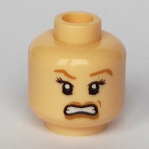 Tête de minifigurine Elizabeth Swann tourneur, sourcils brun clair et fossette souriant / motif imprimé effrayé (Minifig Head Elizabeth Swann Turner, Light Brown Eyebrows and Dimple Smiling / Scared Print)