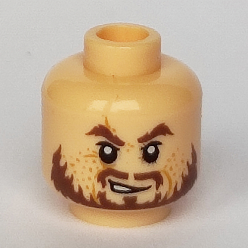 Tête de minifigurine Hector Barbossa, Barbe brune déchiquetée (Minifig Head Hector Barbossa, Ragged Brown Beard Print)