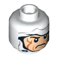 Tête de minifigurine Dengar, Bandage blanc avec motif imprimé de boutons [tenon creux] (Minifig Head Dengar, White Bandage with Buttons Print [Hollow Stud])