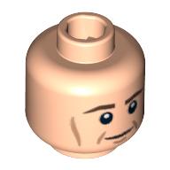 Tête de minifigurine Bob Cratchit / Rebel Trooper / Bespin Guard, sourcils bruns, motif imprimé de lignes de joue marron clair [tenon creux] (Minifig Head Bob Cratchit / Rebel Trooper / Bespin Guard, Brown Eyebrows, Light Brown Cheek Lines Print [Hollow Stud])