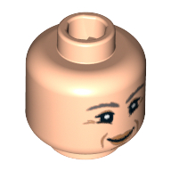 Tête de minifigurine pomona germination, lèvres pêche, sourcils gris motif imprimé [tenon creux] (Minifig Head Pomona Sprout, Peach Lips, Gray Eyebrows Print [Hollow Stud])