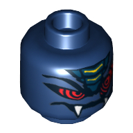 Tête de minifigurine Rattla, yeux de serpent rouge, bouche avec des crocs motif imprimé [tenon creux] (Minifig Head Rattla, Red Snake Eyes, Mouth with Fangs Print [Hollow Stud])