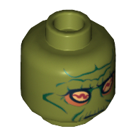 Tête de minifigurine Nute Gunray, Neimoidian vert Face lignes [tenon creux] (Minifig Head Nute Gunray, Neimoidian Green Facial Lines Print [Hollow Stud])