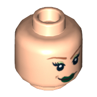 Tête de minifigurine Poison Ivy, double visage, sourcils orange, lèvres vertes, sourire / motif imprimé de dents nues [tenon creux] (Minifig Head Poison Ivy, Dual Sided, Orange Eyebrows, Green Lips, Smiling / Bared Teeth Print [Hollow Stud])
