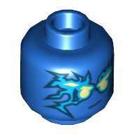 Tête de minifigurine Jay (NRG), motif imprimé bleu Energy [tenon creux] (Minifig Head Jay (NRG), Blue Energy Print [Hollow Stud])