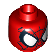 Tête de minifigurine Spider-Man, Grands yeux blancs, motif noir imprimé Web (Minifig Head Spider-Man, Large White Eyes, Black Web Print)