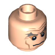 Tête de minifigurine Magneto, double visage, sourcils gris, rides et traits sur les joues, motif : air renfrogné / en colère [tenon creux] (Minifig Head Magneto, Dual Sided, Gray Eyebrows, Wrinkles and Cheek Lines, Frown / Angry Print [Hollow Stud])