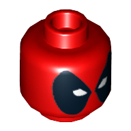 Tête de minifigurine Deadpool, grand motif imprimé yeux noirs [tenon creux] (Minifig Head Deadpool, Large Black Eyes Print [Hollow Stud])