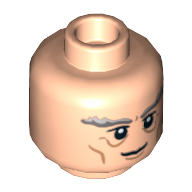 Tête de minifigurine Gandalf, sourcils gris épais et sourire motif imprimé [tenon creux] (Minifig Head Gandalf, Thick Gray Eyebrows and Smile Print [Hollow Stud])