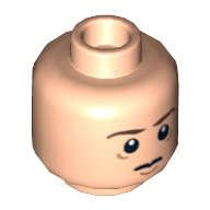 Tête de minifigurine Frodo Baggins, double face, sourcils bruns fatigués / empoisonnés, grand motif imprimé yeux gris [tenon creux] (Minifig Head Frodo Baggins, Dual Sided, Brown Eyebrows Tired / Poisoned, Wide Gray Eyes Print [Hollow Stud])