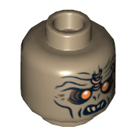 Tête de minifigurine Orc, Orange Yeux motif imprimé [tenon creux] (Minifig Head Orc, Orange Eyes Print [Hollow Stud])