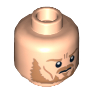 Tête de minifigurine éomère, barbe et pattes d'oie fronçant les sourcils / criant motif imprimé (Minifig Head Eomer, Beard and Crow's Feet Frowning / Shouting Print)