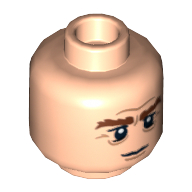 Tête de minifigurine Gimli, double face, sourcils bruns broussailleux, sévère / motif imprimé grimaçant [tenon creux] (Minifig Head Gimli, Dual Sided, Bushy Brown Eyebrows, Stern / Grimacing Print [Hollow Stud])